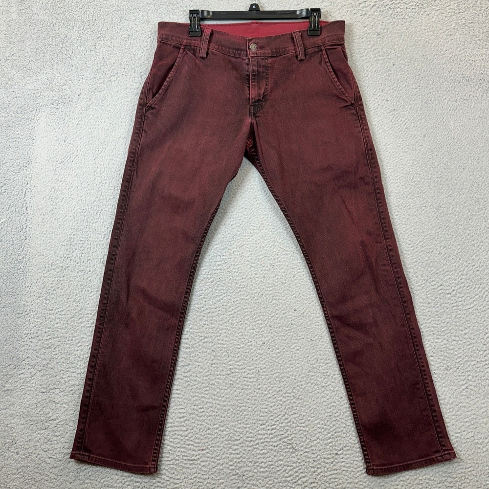 Levis 511 Jeans Mens 32x30 Slim Fit Burgundy Tapered Stretch Denim Casual EUC